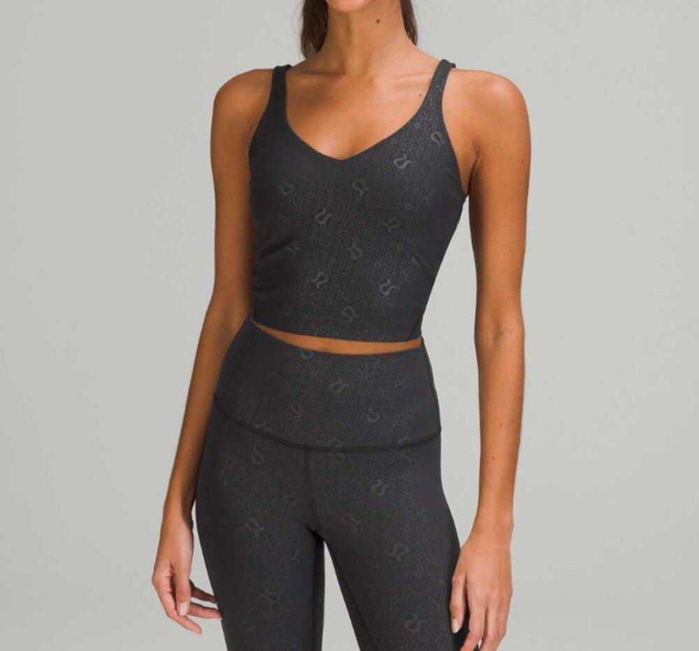 Lululemon Align Tank Top Yogo Emboss Black Womens Size 10 Nulu Built In Bra